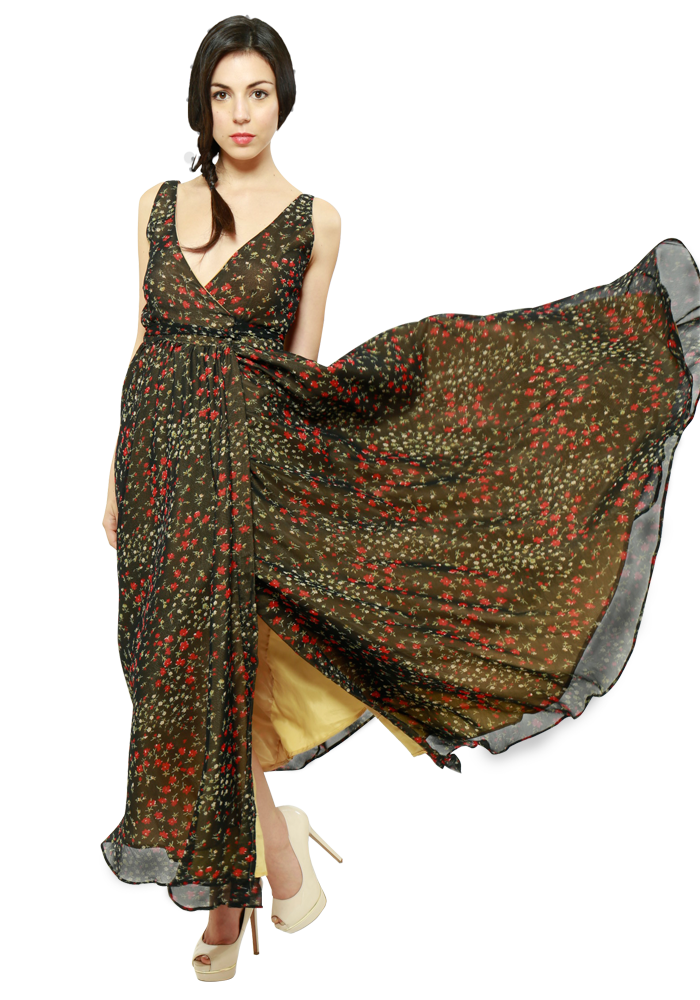 Floral Georgette Wrap Maxi