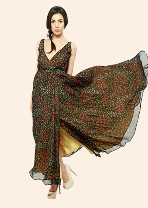 Floral Georgette Wrap Maxi